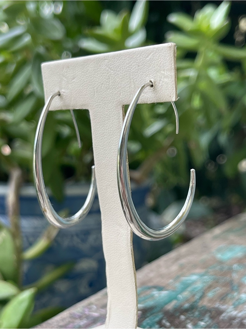 Sterling Silver Hoop Earrings - Sleek Women's Jewelry - Picture 2 of 4
